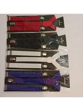 Boy's Clip Suspenders With Extendable Metal Clip Fastening (4-Piece Set)
